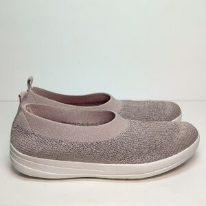 FitFlop Uberknit Mink metallic slip on flat sneaker shoe woman's size 9 EU 41
